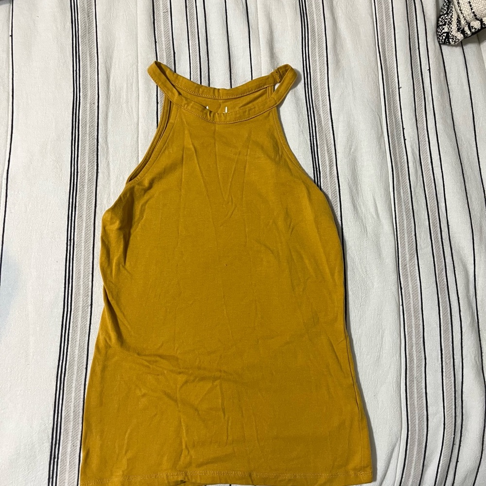 mustard halter tank top